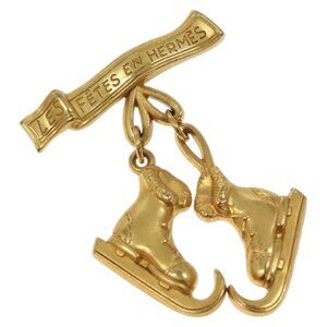 HERMES Brooch metal Gold Tone Auth PP598M